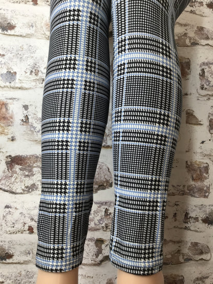 Printed Leggings "Light Blue Plaid"