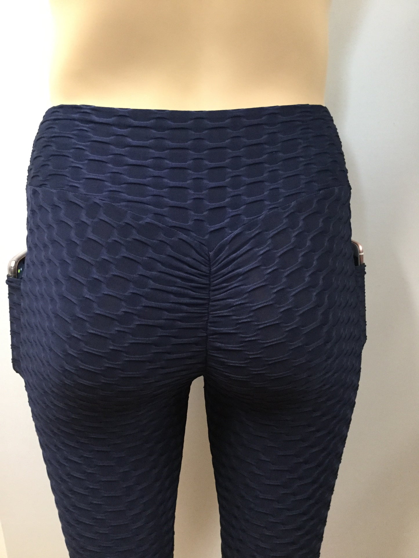 Textured Honeycomb Navy Leggings with pockets