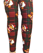 Christmas Leggings "Teddy Bear Plaid"