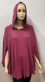 Raspberry Hacci Brushed Poncho with Side Slits