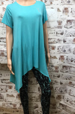 Stylist Mint Blue Shark Bite Rhinestone Top