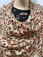 Rust Animal Print 2-1 Cardigan with Button Accent