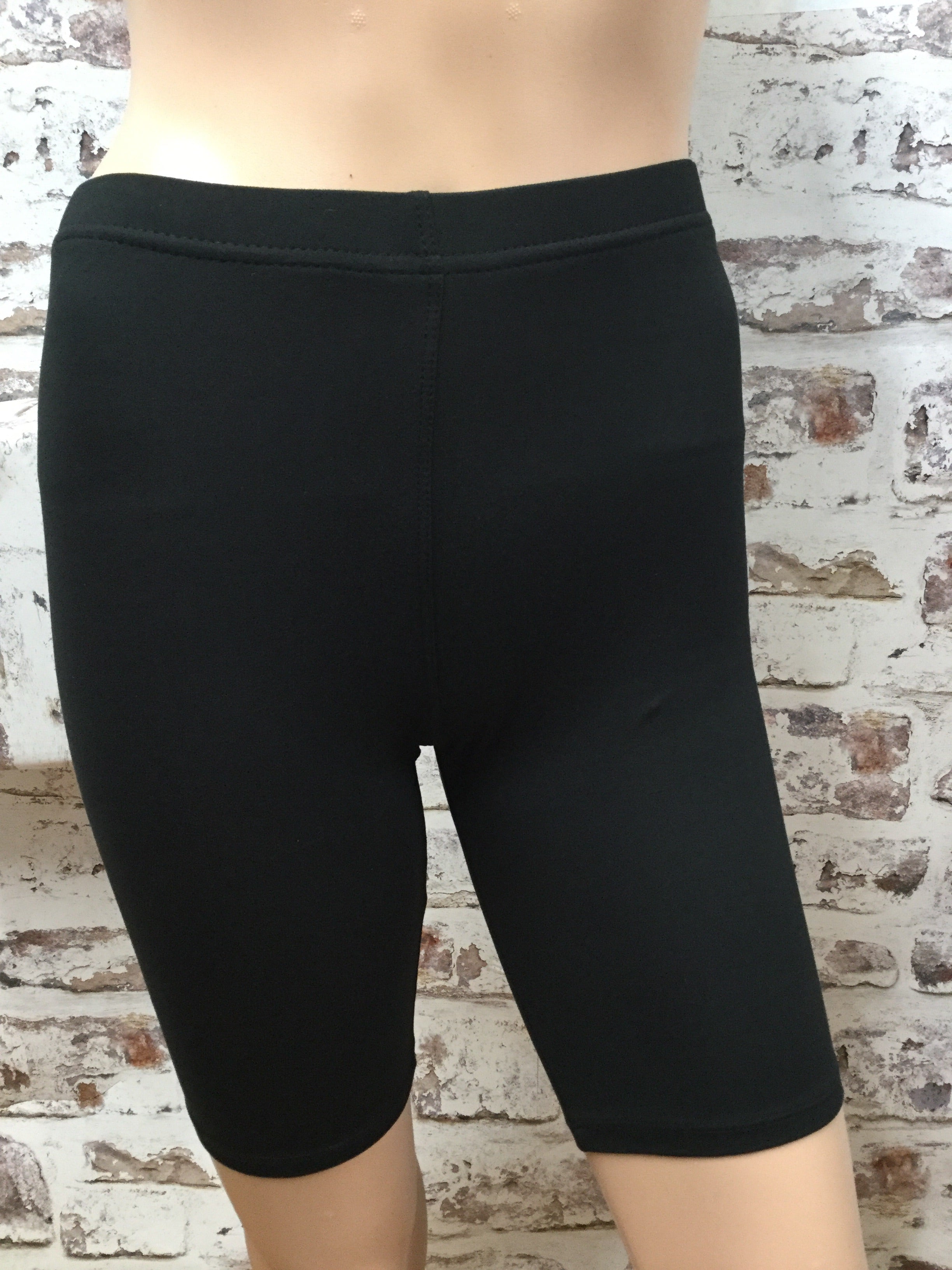 Black Biker Shorts with Elastic Waistband