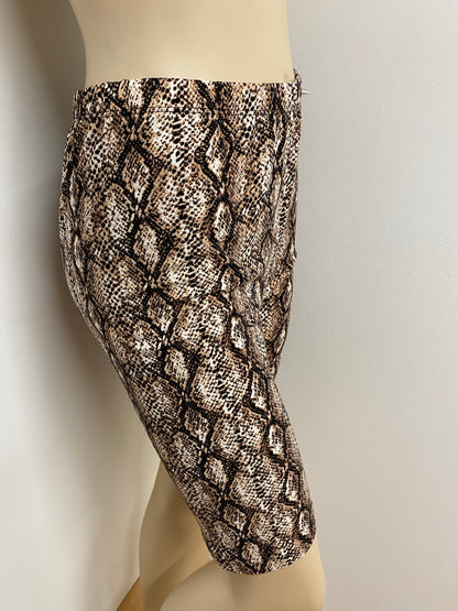 Snakeskin Tan and Brown Biker Shorts
