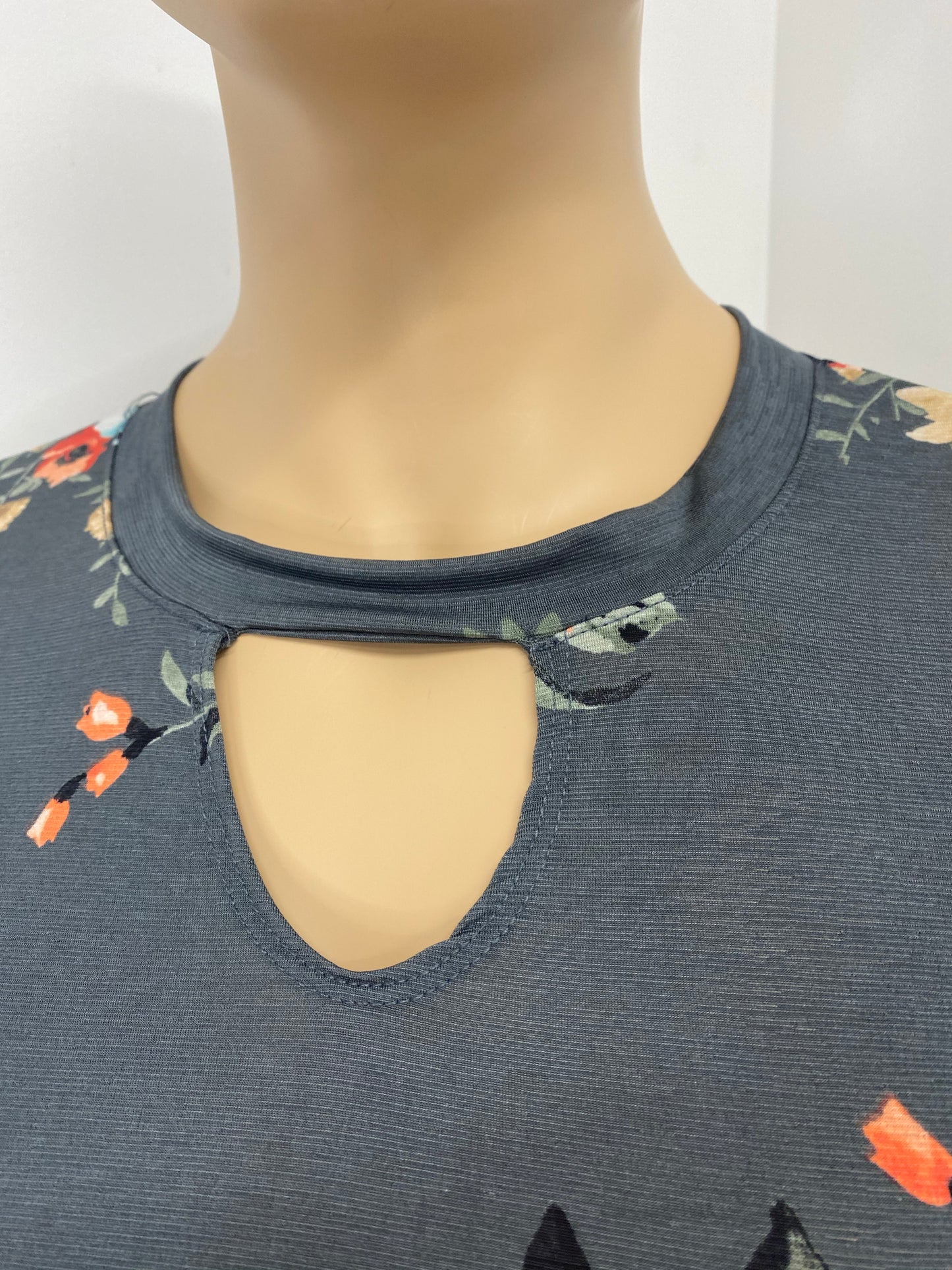 Plus Size Floral Top with Keyhole