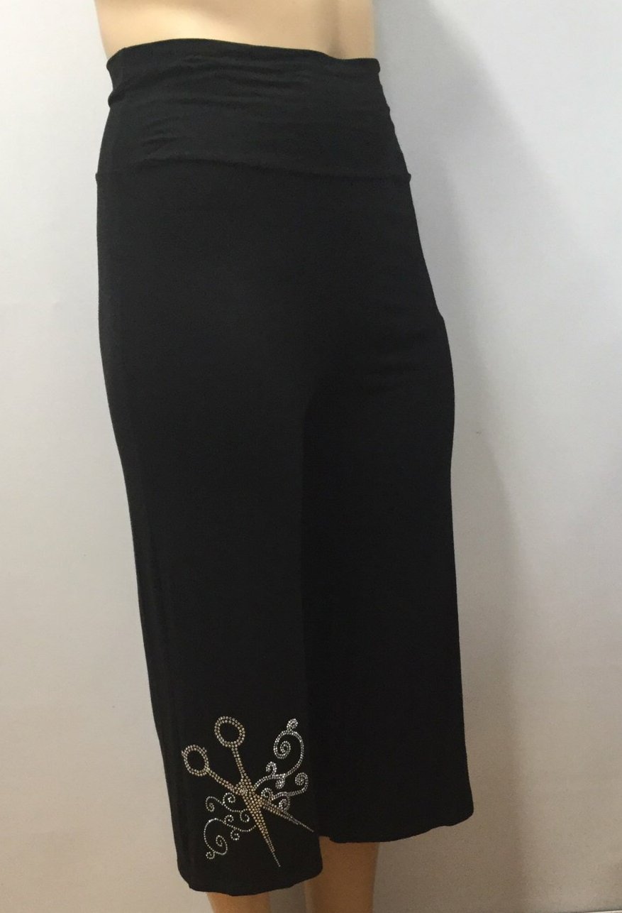 Plus Size Gaucho Pants with Scissor Rhinestone