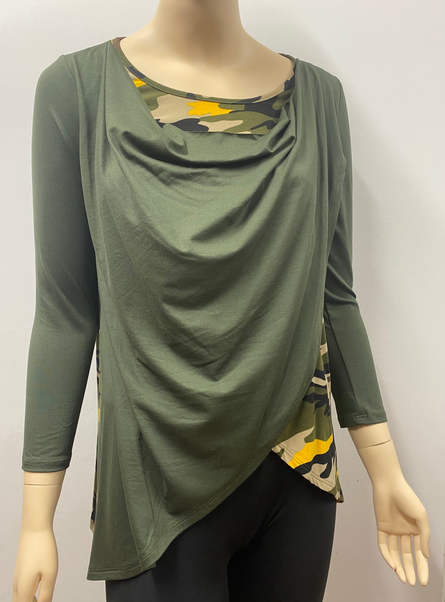 Camo Top with Yellow Trim