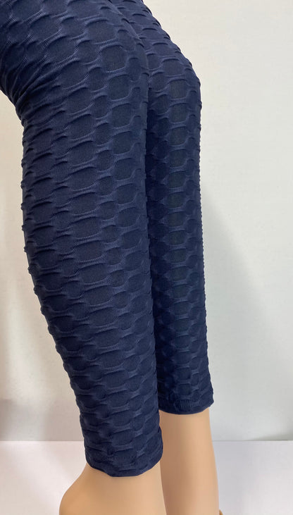 Plus Honeycomb Navy Leggings