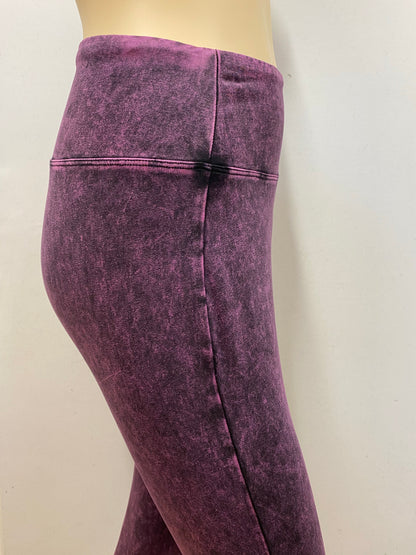 Mineral Wash Yoga Style Leggings-Blackberry