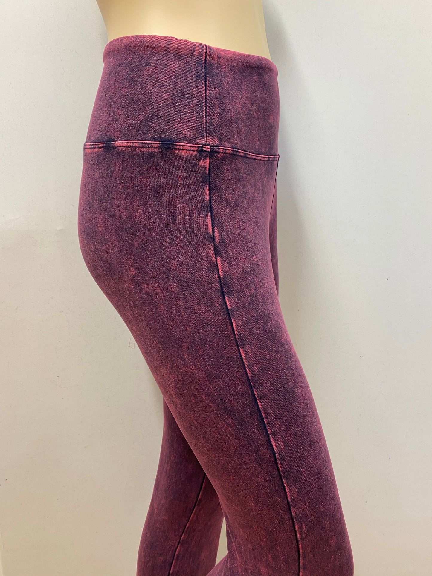 Mineral Wash Yoga Style Leggings-Fushia