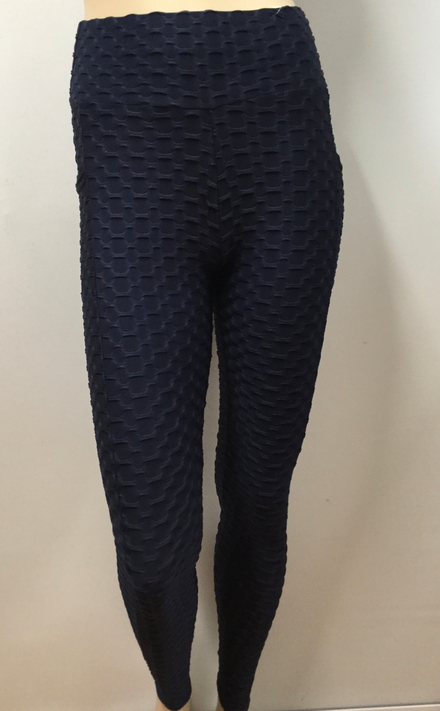 Textured Honeycomb Navy Leggings with pockets
