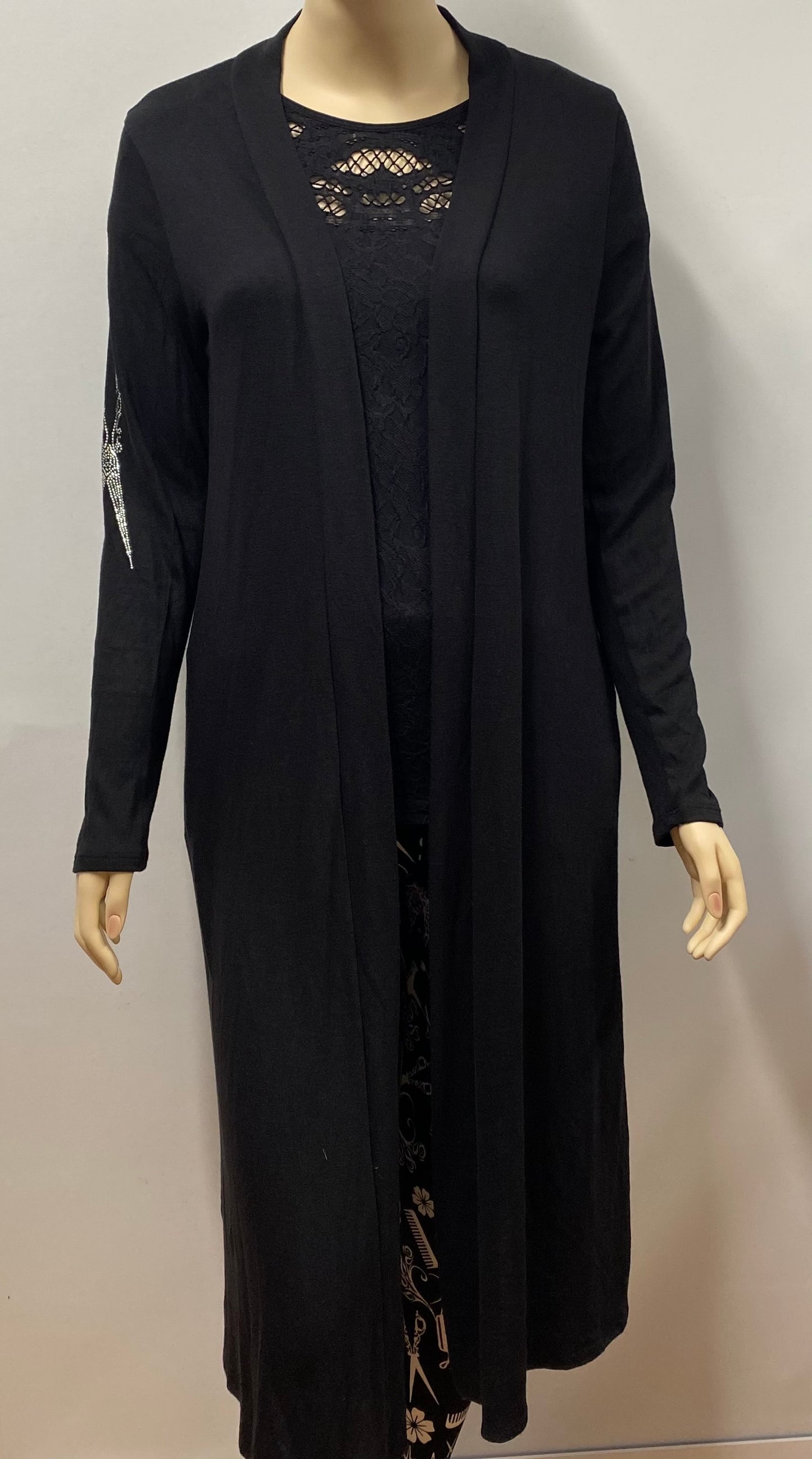 Stylist Cardigan with Pockets and Scissor Accent on Sleeves