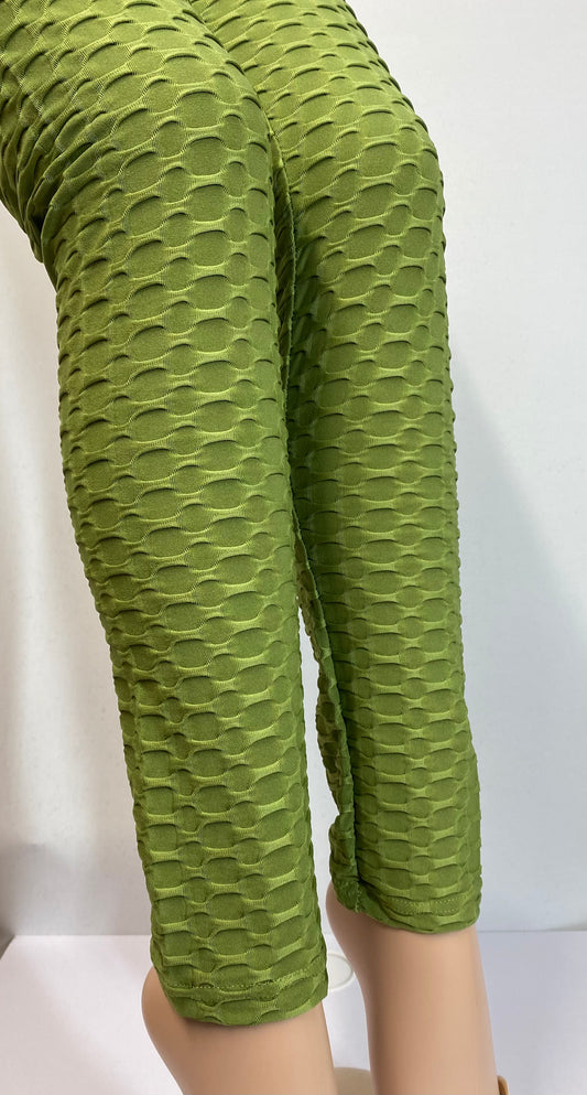 Textured Honeycomb Green Leggings