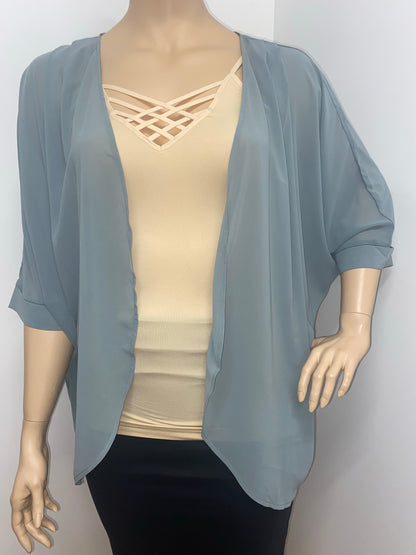 Plus Size Light Green Chiffon Cardigan