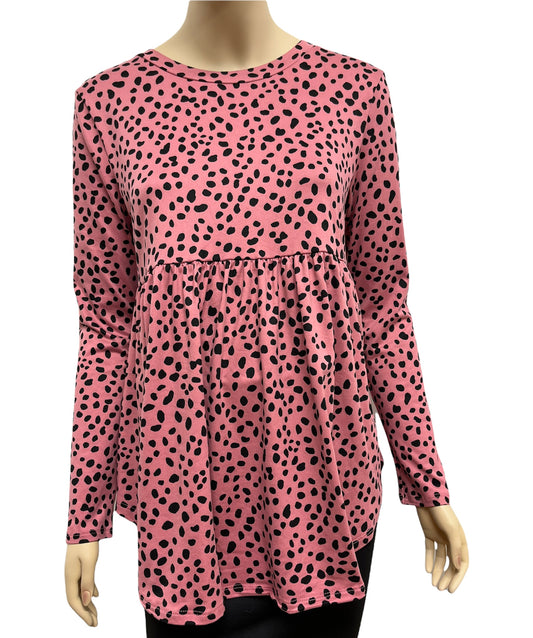 Mauve Spotted Babydoll Top
