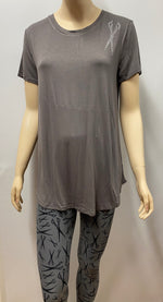 Slate Round Neck Top with Scissor Rhinestone