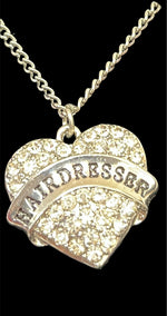 Hair Dresser Rhinestoned Heart Necklace