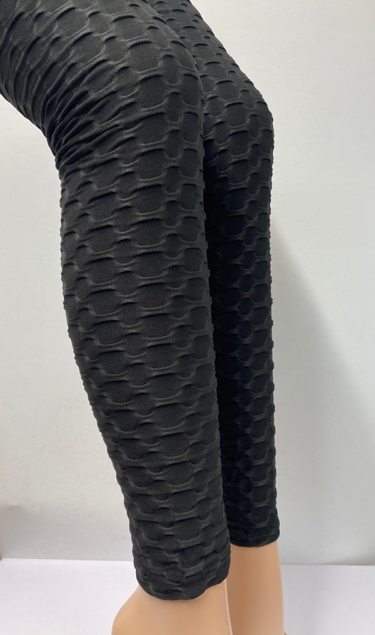 Extra Plus Textured Honeycomb Black Shaping Leggings