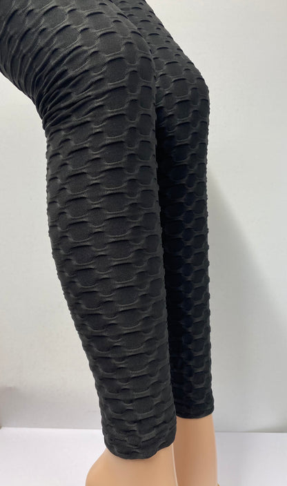 Plus Honeycomb Black  Leggings