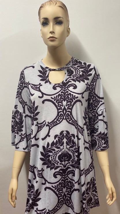 Gray and Purple Printed Tunic