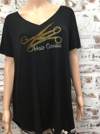 Stylist "Hair Genius" Rhinestone Accent Top