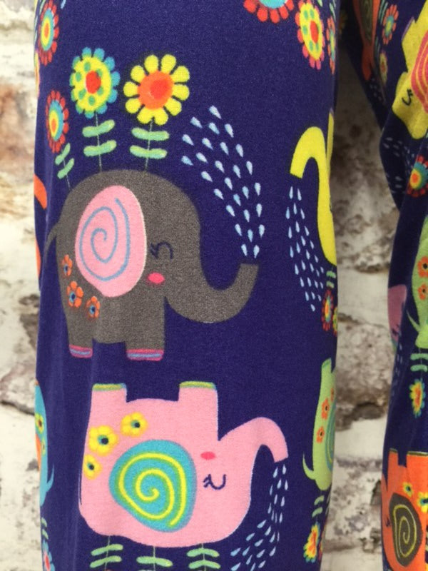 Extra Plus Happy Colorful Elephant Print Leggings