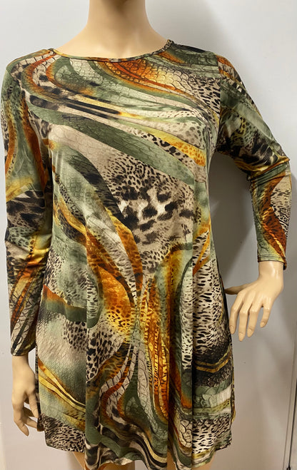 Plus Size Olive Animal Print Tunic