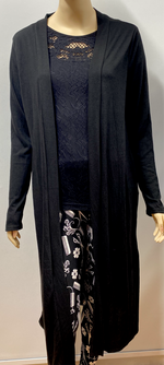 Stylist Long Cardigan with Scissor Rhinestones and Pockets