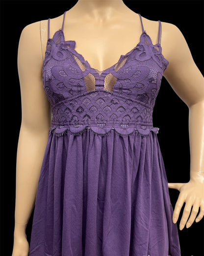 Plus Size Lavender Lace Front Tank Top