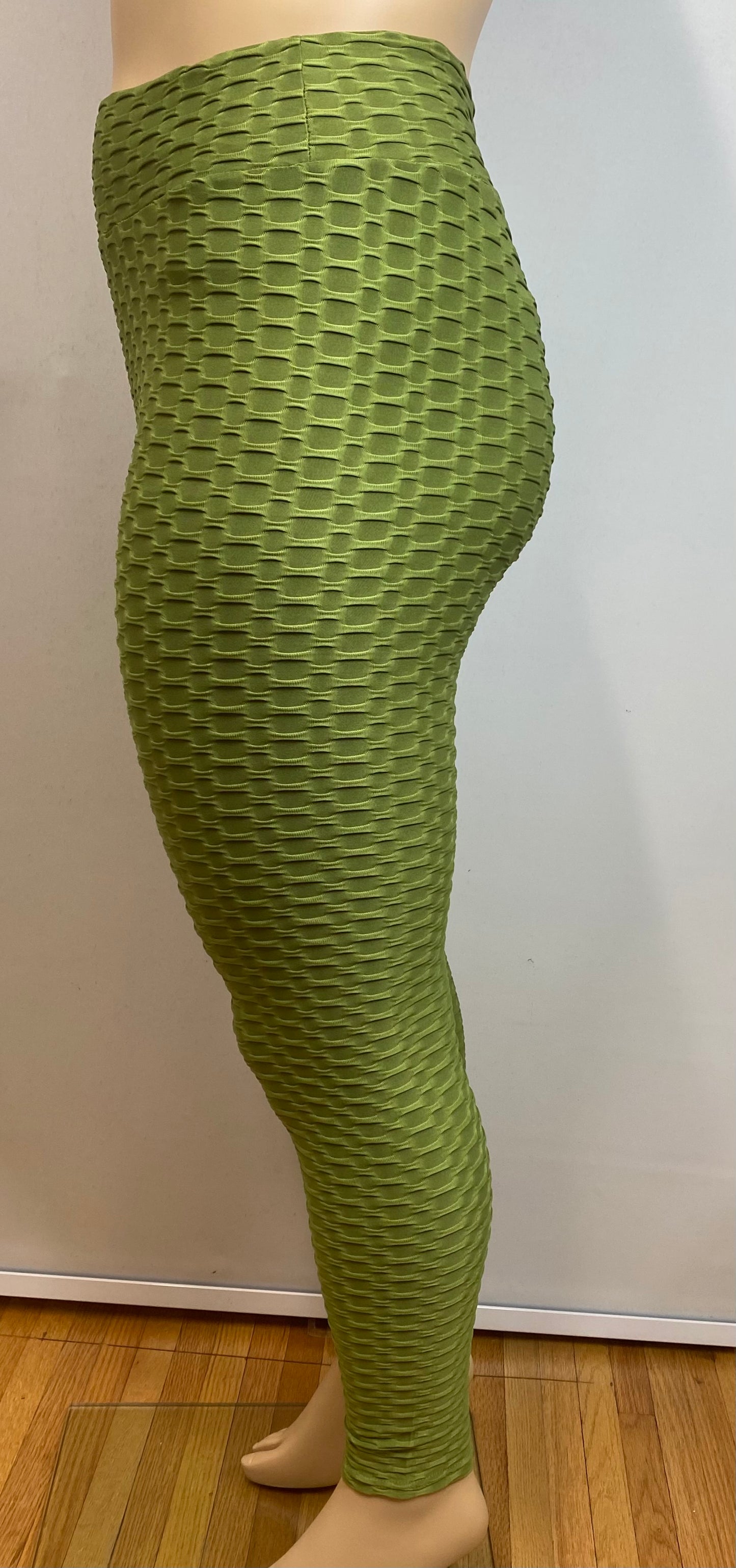 Extra Plus Textured Honeycomb Green Shaping Leggings