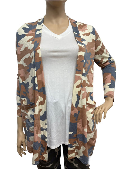 Plus Size Almond Camo Duster