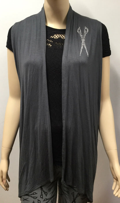 Vest with Scissor Rhinestones- Gray