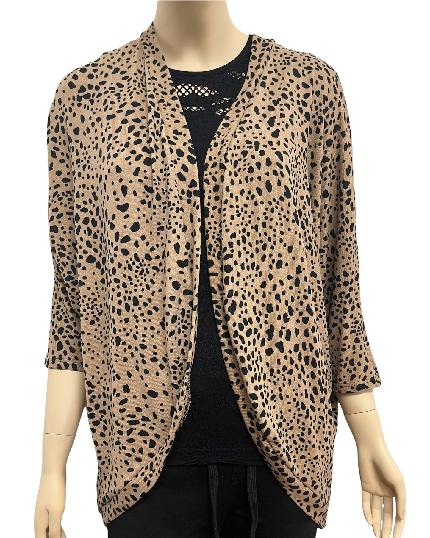 Taupe Spotted Dolman Sleeve Cardigan