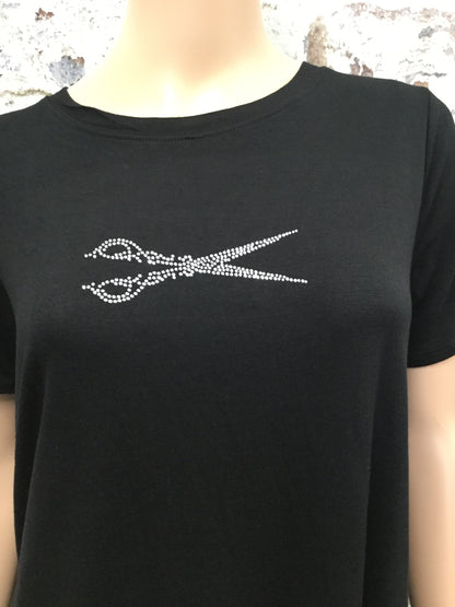 Plus Size Classic Style Tee with Scissor Rhinestones