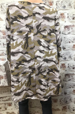 Plus Size 3/4 Sleeve Camouflage  Top