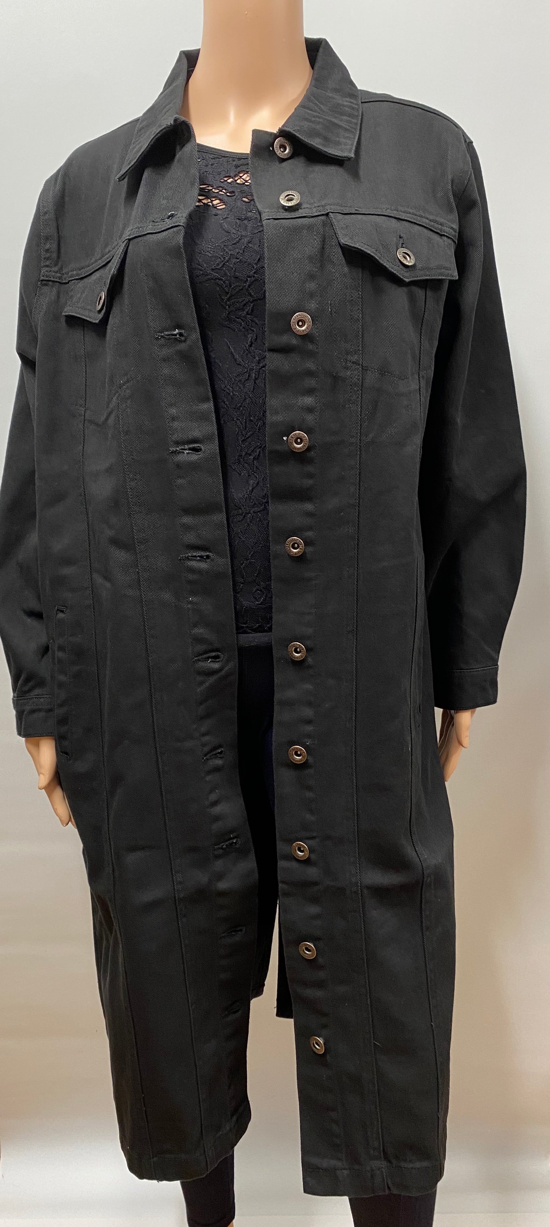 Long Black Denim Jacket