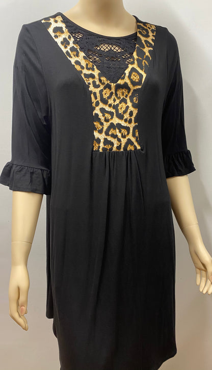 Leopard Accent Trim Tunic